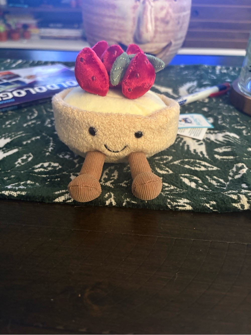 Jellycat Plush Strawberry Shortcake Decorative Plush - Cream and Red